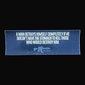 Bumpersticker A Man Betrays Himself 3" x 9"